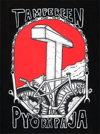 Tampereen Pyöräpajan logo Kuva Tampereen Pyöräpajan logosta.